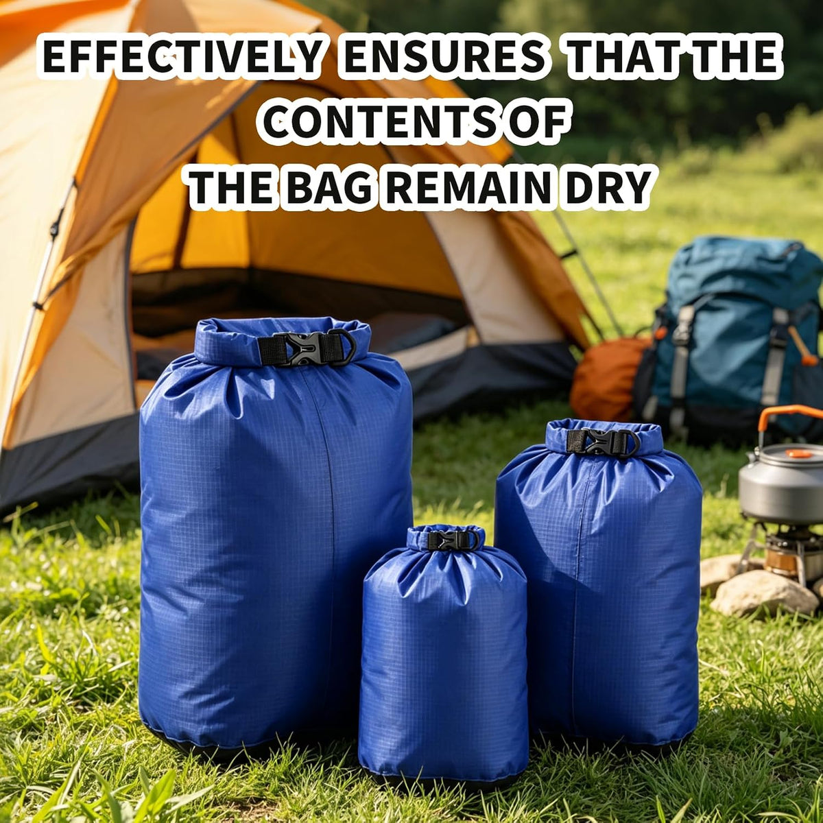 Dry Bag Waterproof 3 Pack Lightweight Outdoor Dry Sack, 6L&10L&20L, Blue