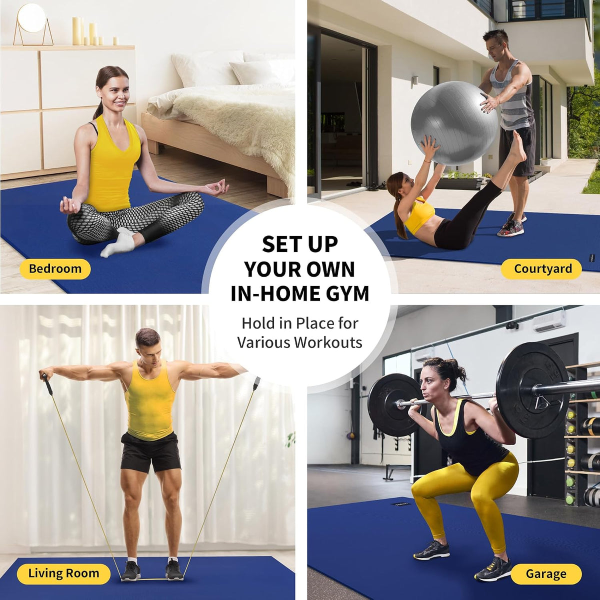 CAMBIVO 8'x6'/7'x5'/6'x4' Large Exercise Mat Workout Mat for Home Gym, 7mm