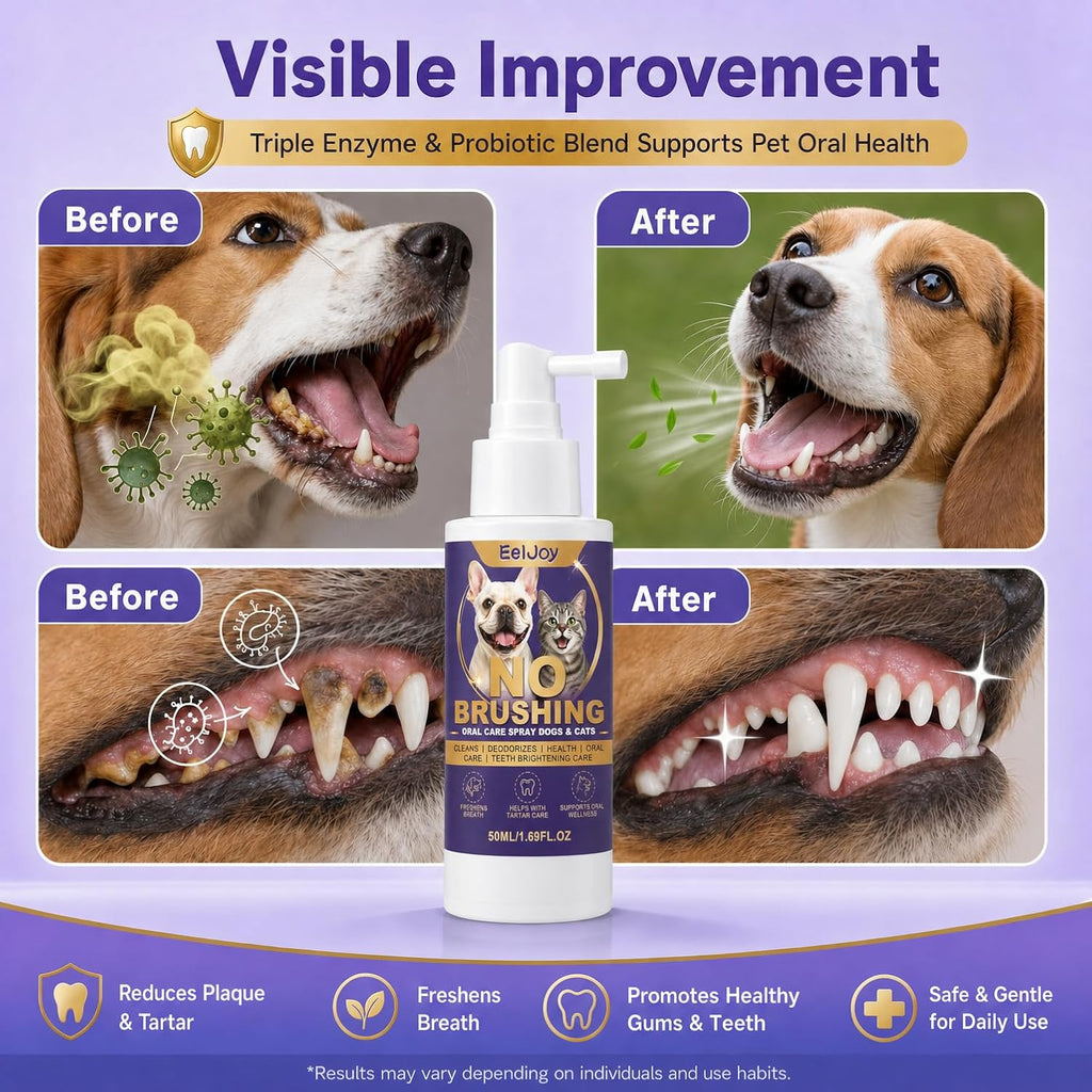 Pet Dental Spray for Dogs & Cats, Pet Oral Care Spray - Dog Teeth Cleaning