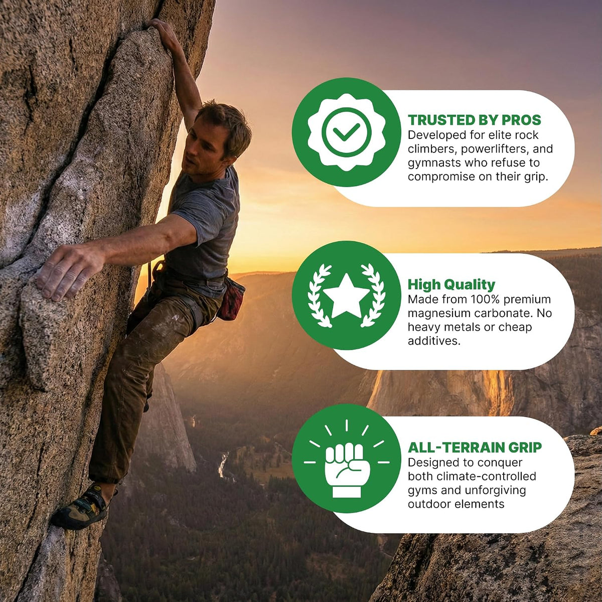 Climbing Chalk 200g, Pro Friction Gymnastics Chalk 100% Magnesium | Non-Toxic Grip for Lifting, Rock Climbing, Gym & Weights! Long Lasting & Skin Friendly