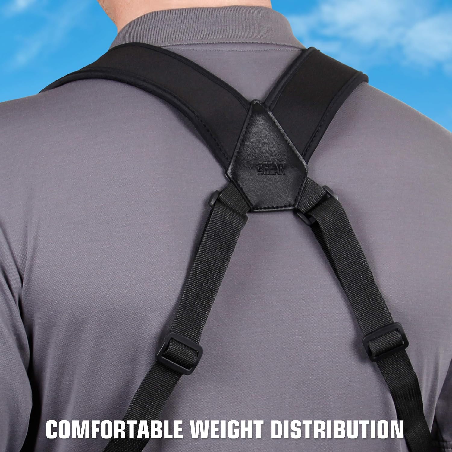 USA Gear DSLR Camera Strap Chest Harness with Quick Release Buckles, Black Neoprene Pattern and Accessory Pockets - Compatible with Canon, Nikon, Sony and More Point and Shoot and Mirrorless Cameras