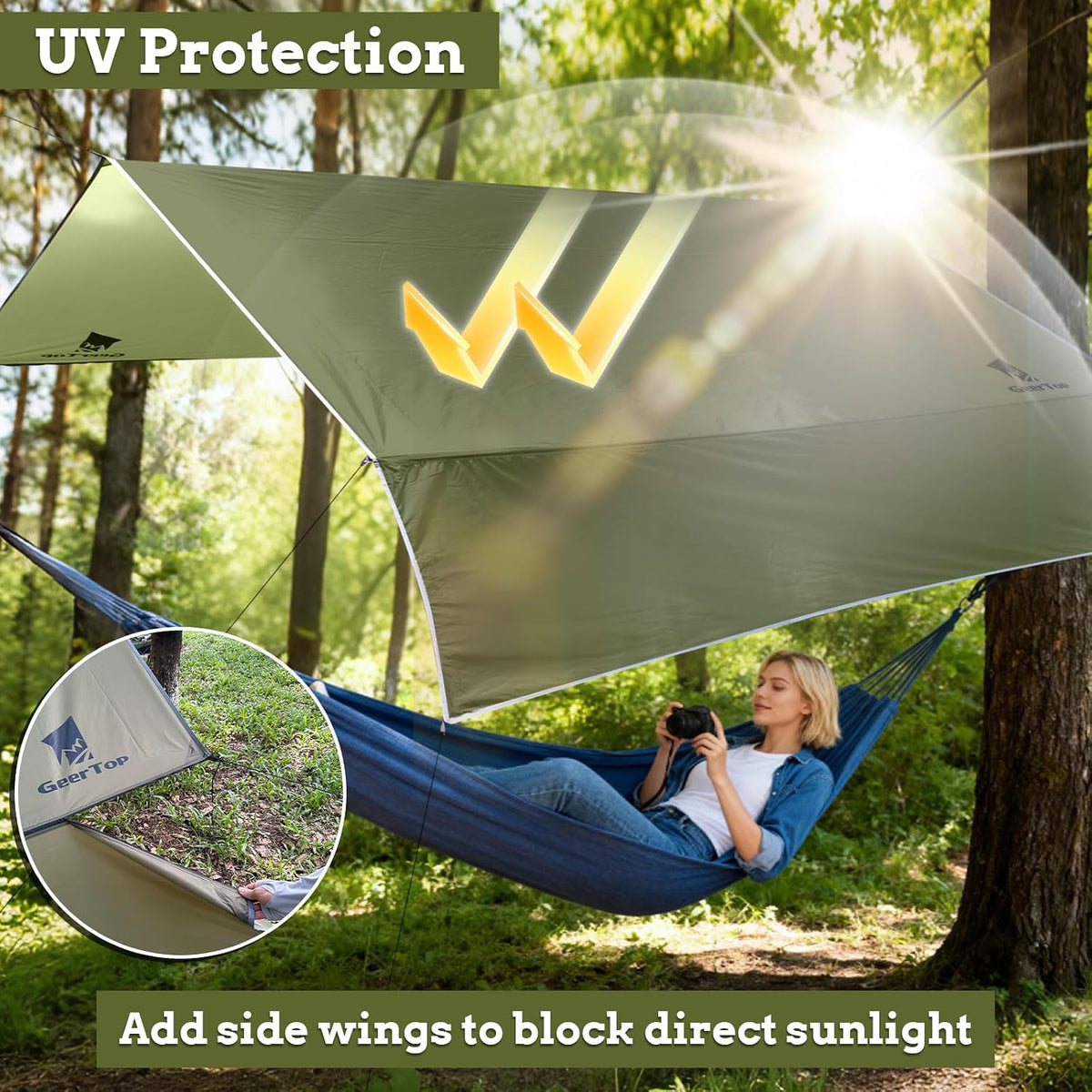 GEERTOP 10 x 12 ft Camping Tarp with Detachable Side Wall