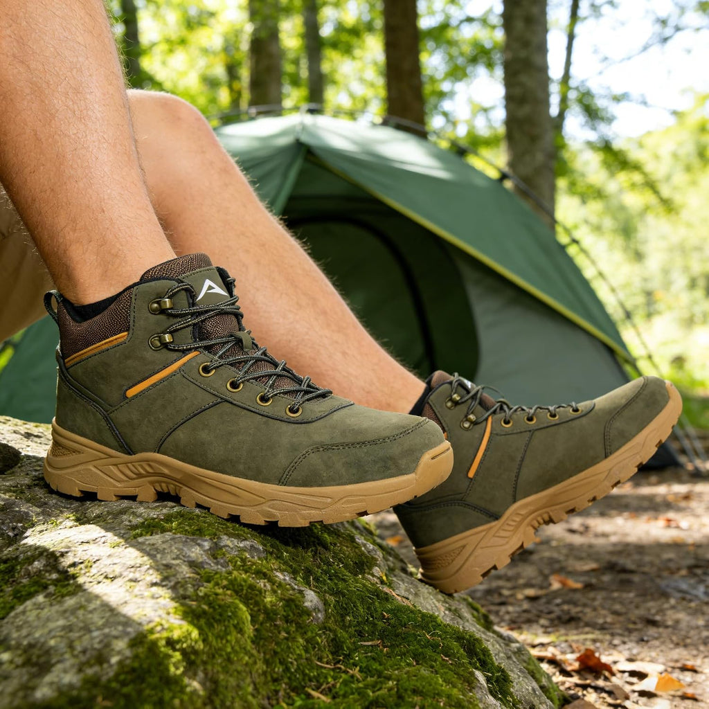 HARENCE Men's Waterproof Hiking Boots Lightweight Slip-Resistant Ankle Support for Trekking Walking
