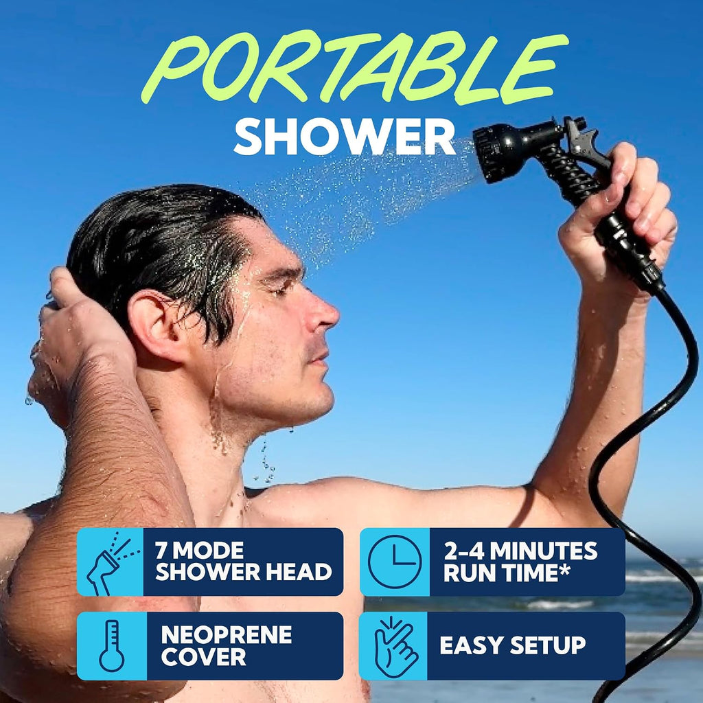 SUN NINJA Portable Shower, Camping Shower with 7 Mode Shower Head