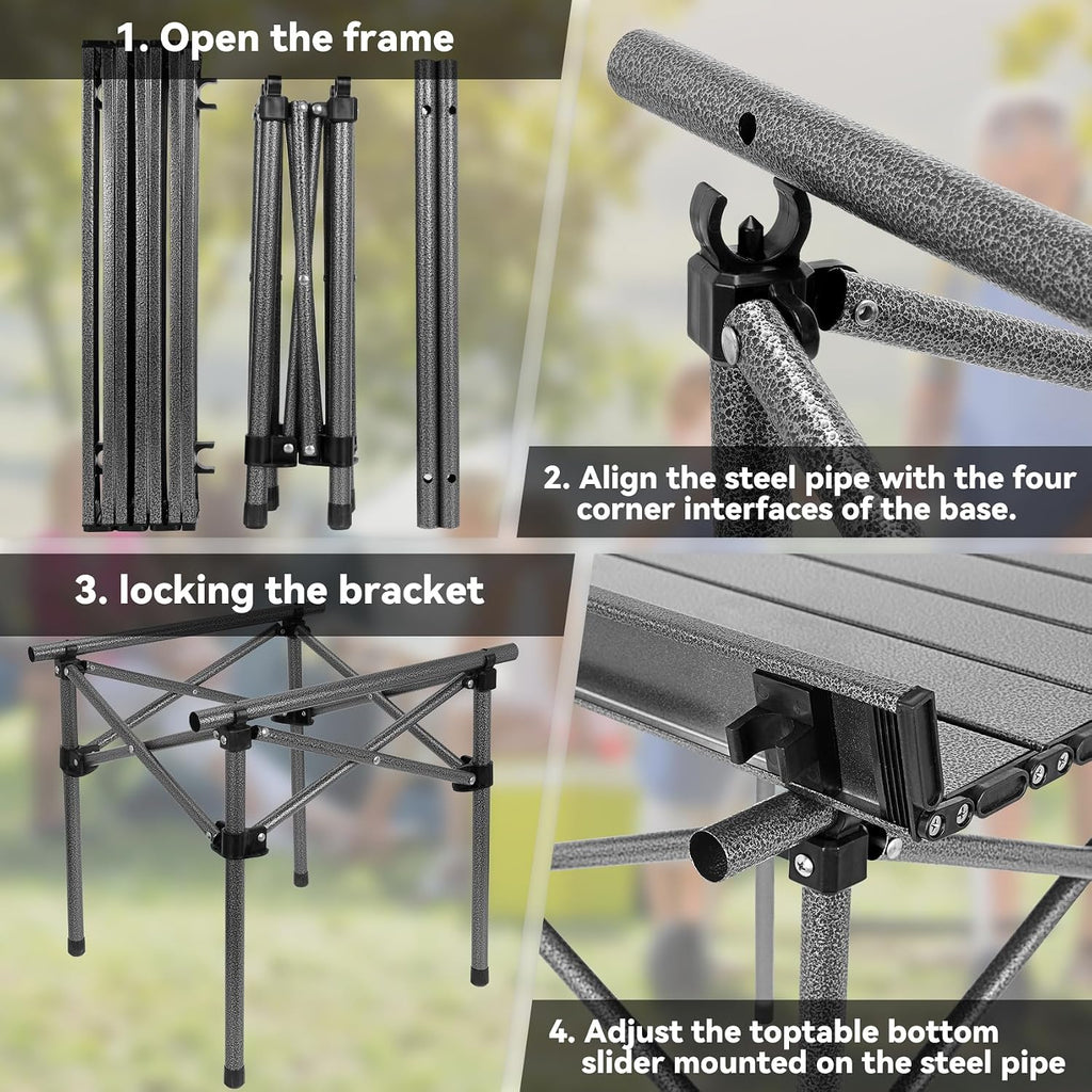 Opliy Folding Camping Table,Portable Table for 1-2 Persons -Collapsible Table Lightweight with Carry Bag for Camping, Hiking, Picnics, BBQs, Beach Trips & Tailgating(16.5 inch).