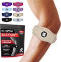 Sleeve Stars Tennis Elbow Brace for Men & Women, Elbow Brace for Tendonitis, Tennis Elbow Strap, Golfers Elbow Brace, Elbow Support Wrap for Tennis Elbow Relief, Fits 9"-23" (Pair/Beige)