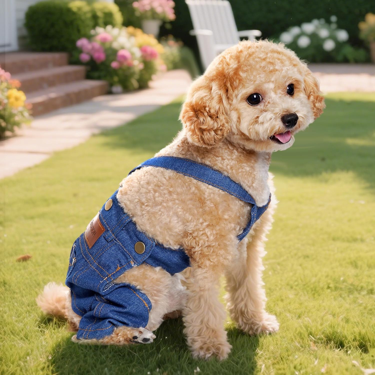 Dog Clothes Denim Overalls Pet Strap Pants for Small Puppy Cat Pets Jean Jacket Sling Jumpsuit Dog Apparel & Accessories (Blue, Small)