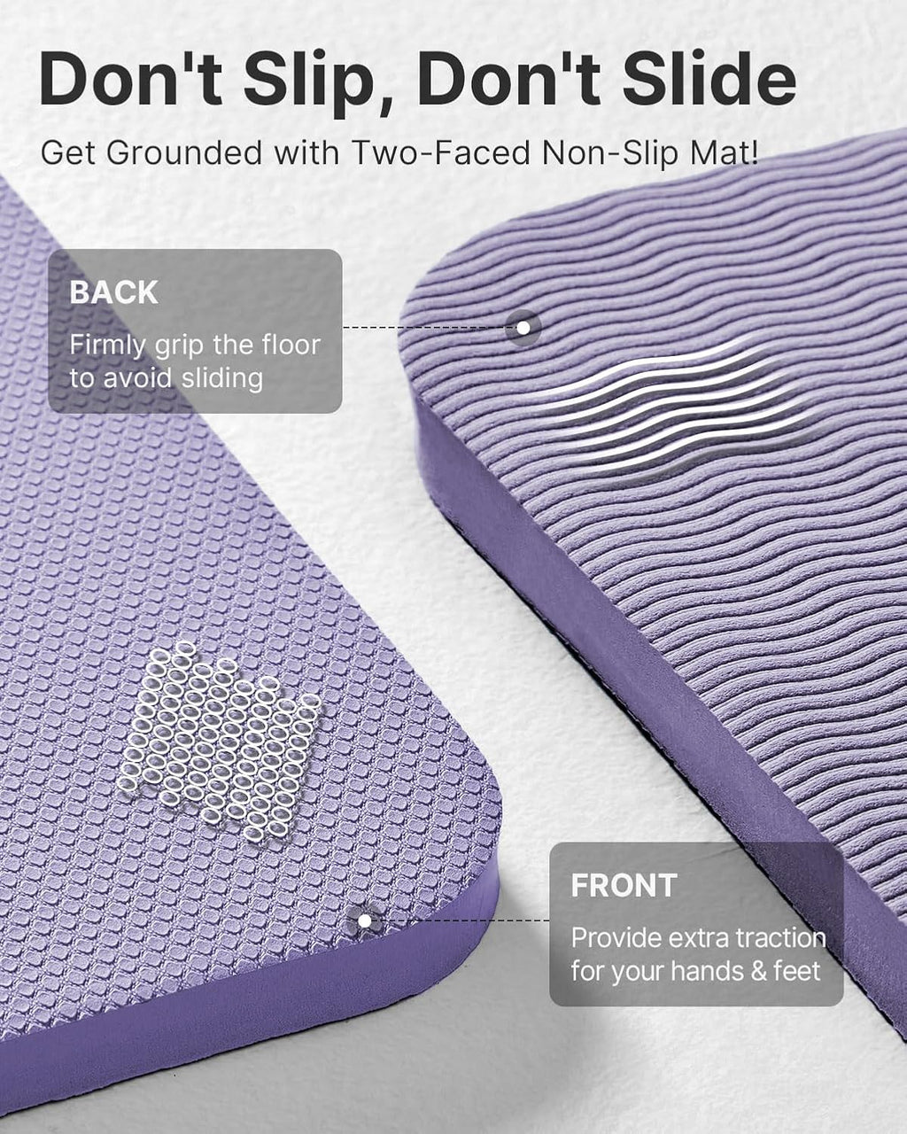 YOTTOY Yoga Mat，Extra Thick Yoga Mat (1/2inch),Professional TPE Exercise Mat,Non-Slip Workout Mat for Yoga, Pilates, Fitness, Barefoot Workouts, Home Gym Studio with Strap