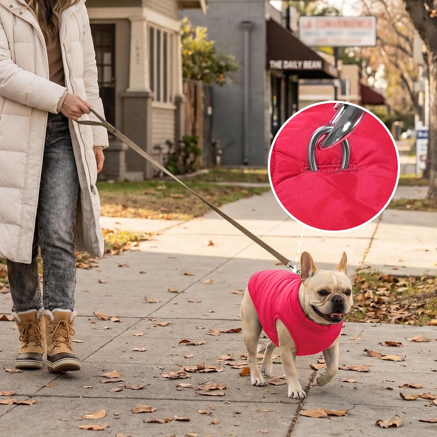 JoyDaog Fleece Lined Dog Jacket for Small Dogs,Winter Dog Coat,Pink M