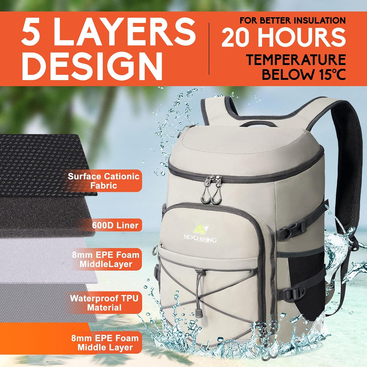 N NEVO RHINO Backpack Coolers Insulated Leak Proof 36/54 Cans