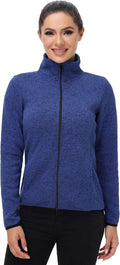 COZZYON Women Fleece Long Sleeve Zip Up Jacket Light Sweater Jacket with Pockets