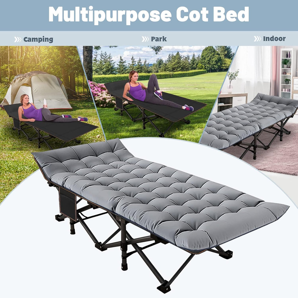 Slsy 2 Pack Folding Camping Cot for Adults with Mattress & Carry Bag