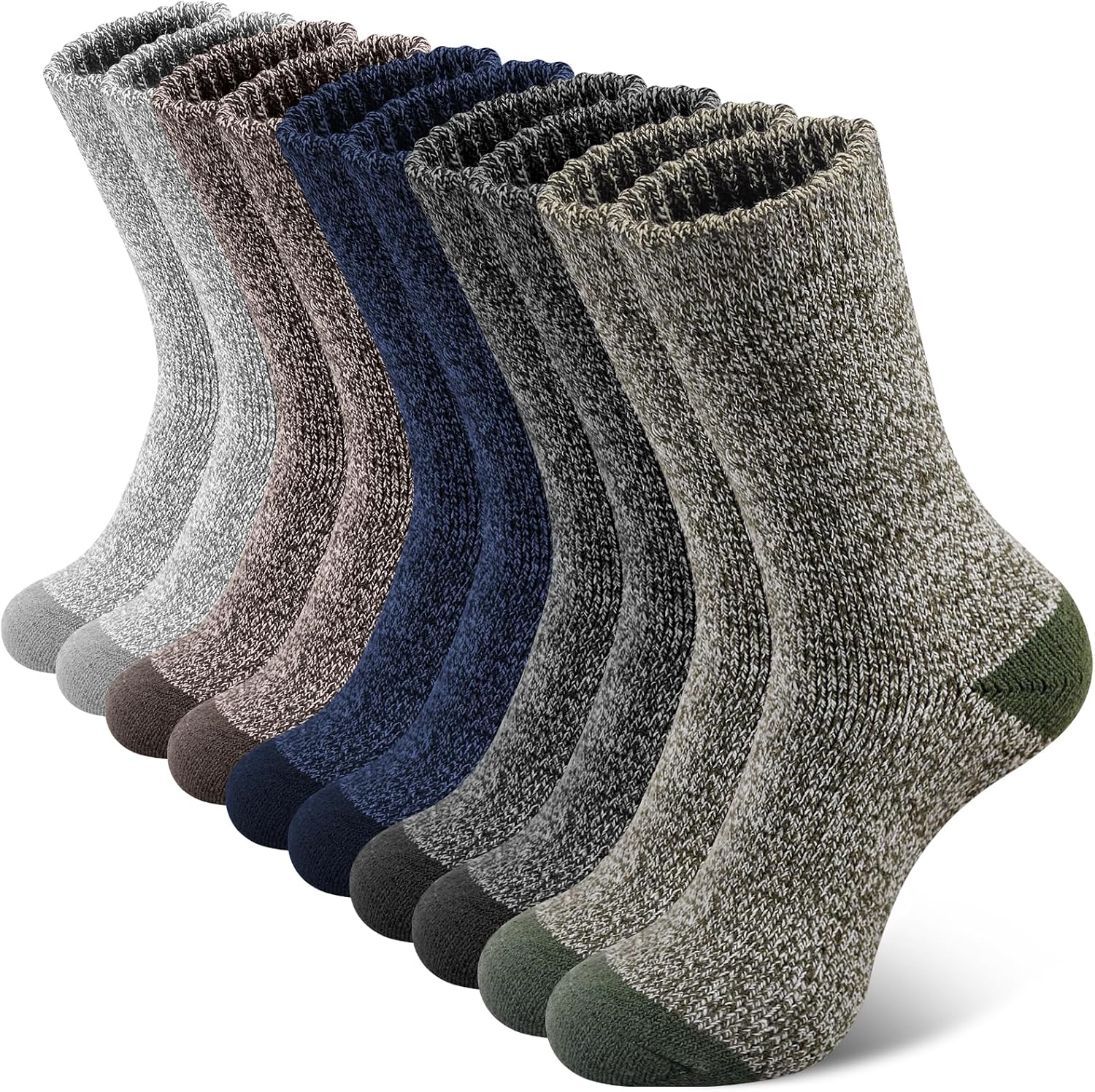 SIMIYA 5 Pairs Merino Wool Socks for Men, Super Thick Hiking Thermal Socks for Cold Weather | Thick Cushion, Moisture Wicking, Warm Winter, Breathable, Crew Socks, Outdoor Hiking, Everyday Wear