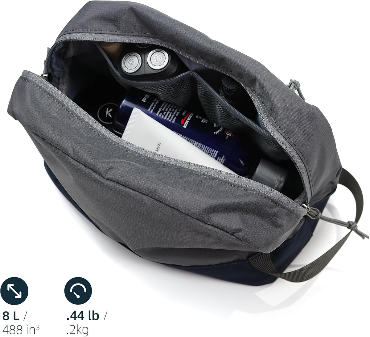 Travel Toiletry Bag 8L, Large Packing Cube with Waterproof TPU Wet/Dry Compartment