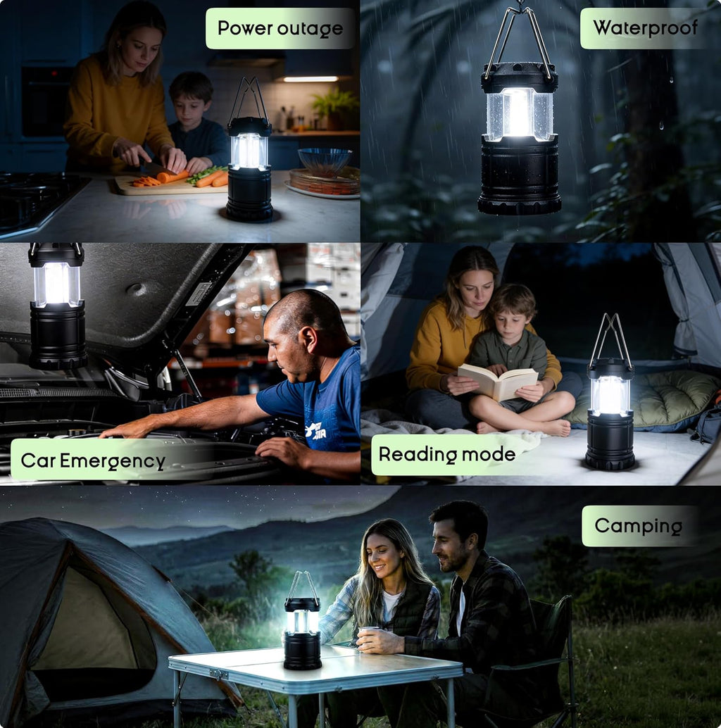 MalloMe LED Camping Lantern, Battery Powered Lanterns for Power Outages, Portable Hanging Collapsible Camping Lights for Outdoor, Home, Emergency, Hurricane Lamp Survival Outage Light 3 x AAA Operated