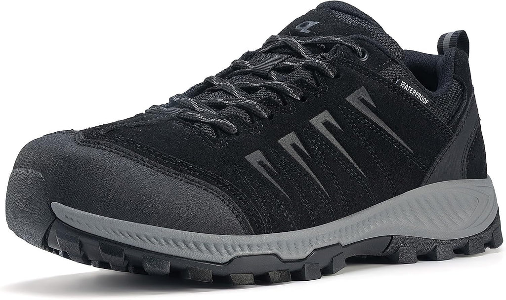 OL OUTJET LEGEND Men's Waterproof Hiking Shoes Leather Comfortable Lightweight Anti-Slip Outdoor Walking Work Sneakers
