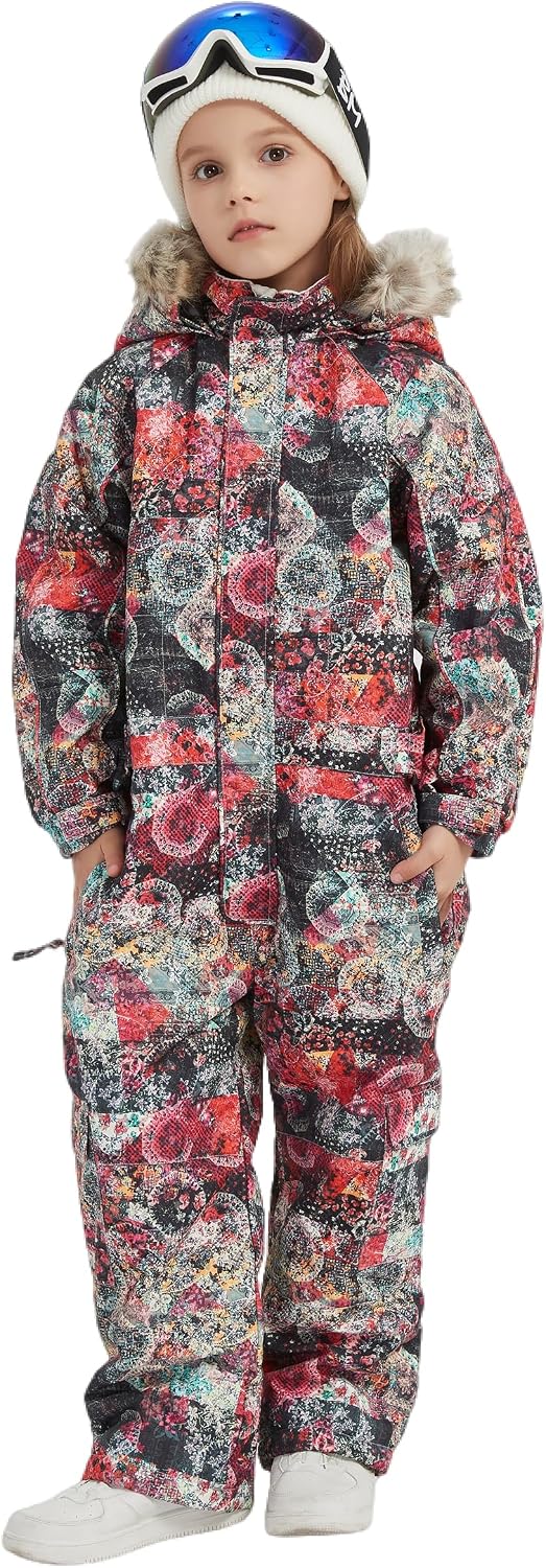 Kids Girls Boys Waterproof Colorful One Piece Snowsuits Coveralls Ski Suits Jackets Winter Jumpsuits