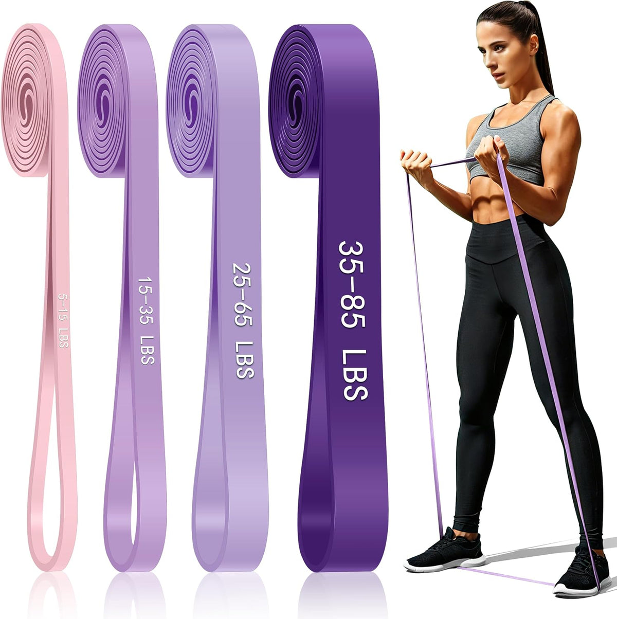 4-Level Resistance Bands for Working Out, Pull Up Assistance Bands