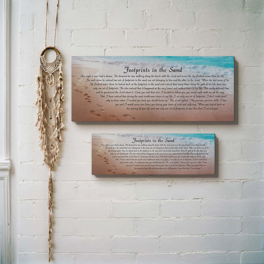 Footprints in the Sand Wall Decor, Footprints in the Sand Inspirational Wall Art, Beach Decor, Christian Gifts for Men and Women Chrisitan Wall Decor, Sympathy Gift, Gift Ready To Hang C3001-16x40