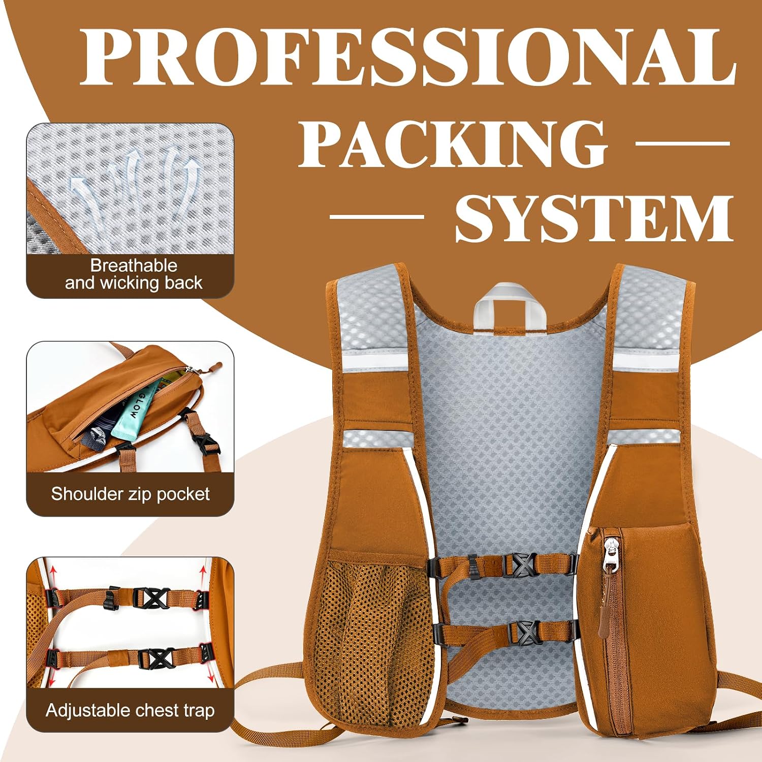 Hydration Backpack with 2L Water Bladder Bag, Lightweight and Breathable Running Vest for Men, Adjustable Chest Straps Water Pack for Cycling Hiking Climbing Outdoor