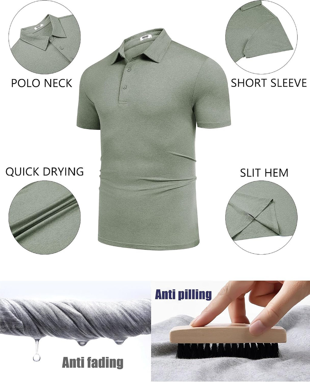 COOFANDY Men's Polo Shirt Golf Quick Dry Performance Short Sleeve Moisture Wicking Athletic Polo Collared Tennis T-Shirt