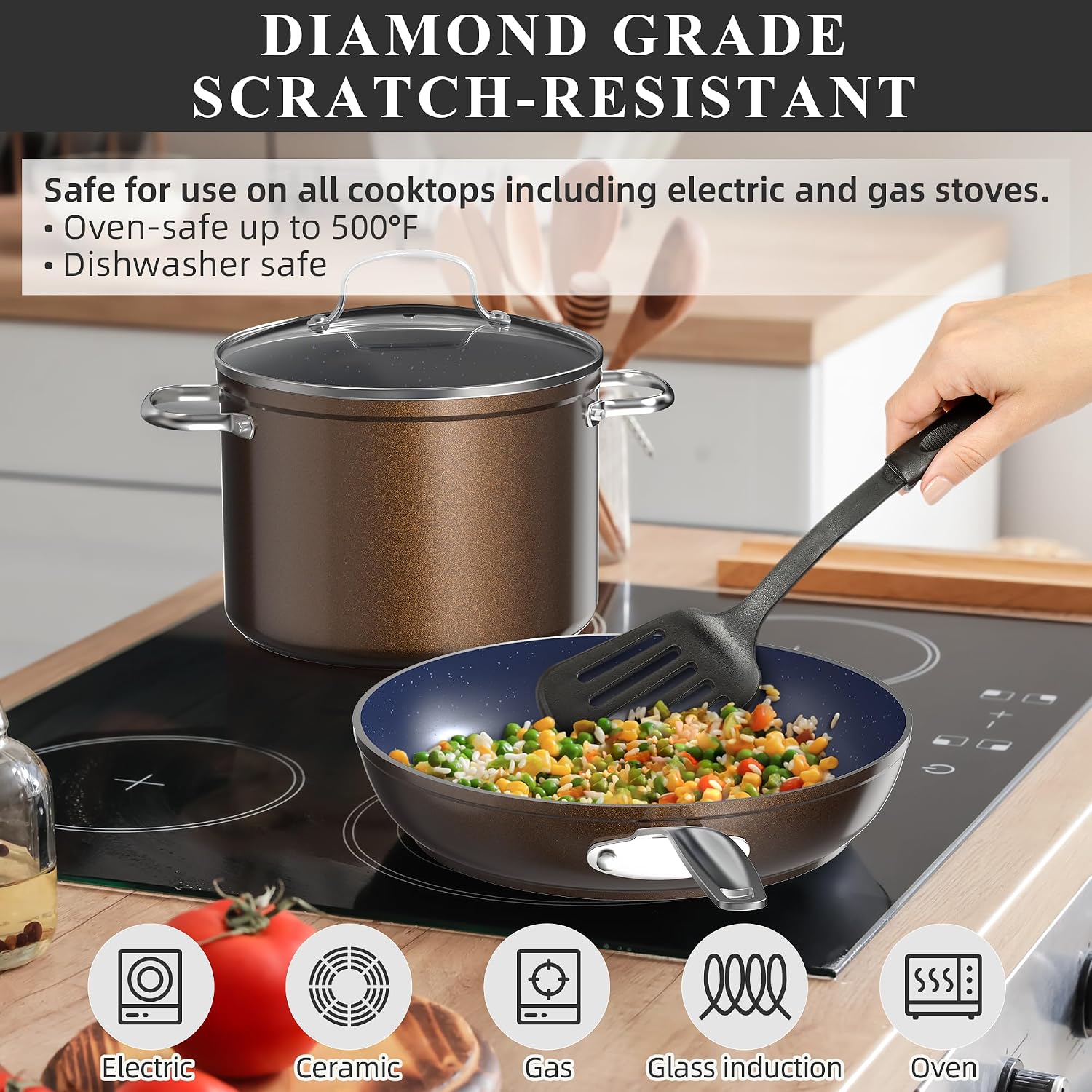 Nuwave Healthy Duralon Blue Ceramic Nonstick Cookware Set, PFAS Free