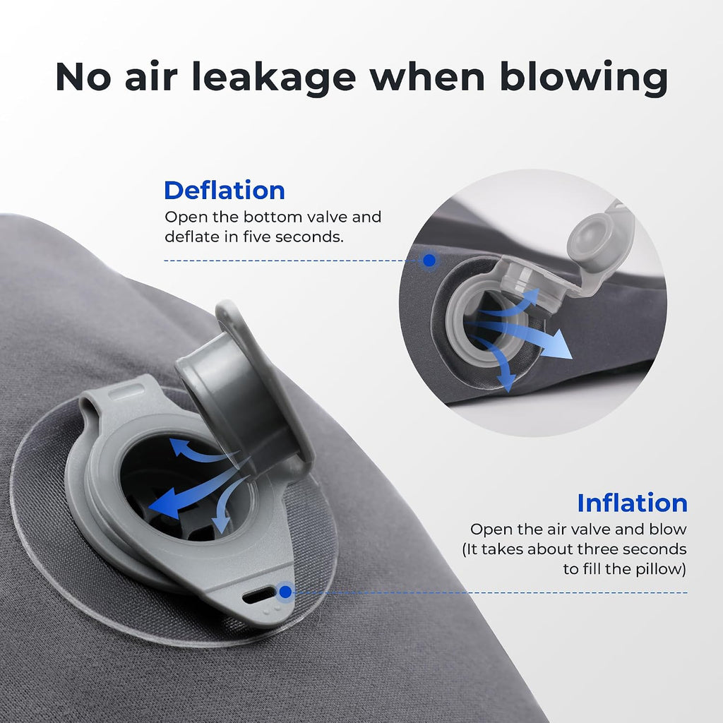 FLEXTAILGEAR Inflatable Camping Pillow, Ultralight Travel Pillows with Washable Cover, TPU Bladder for Camping, Hiking, Airplane, Road Trip, Office