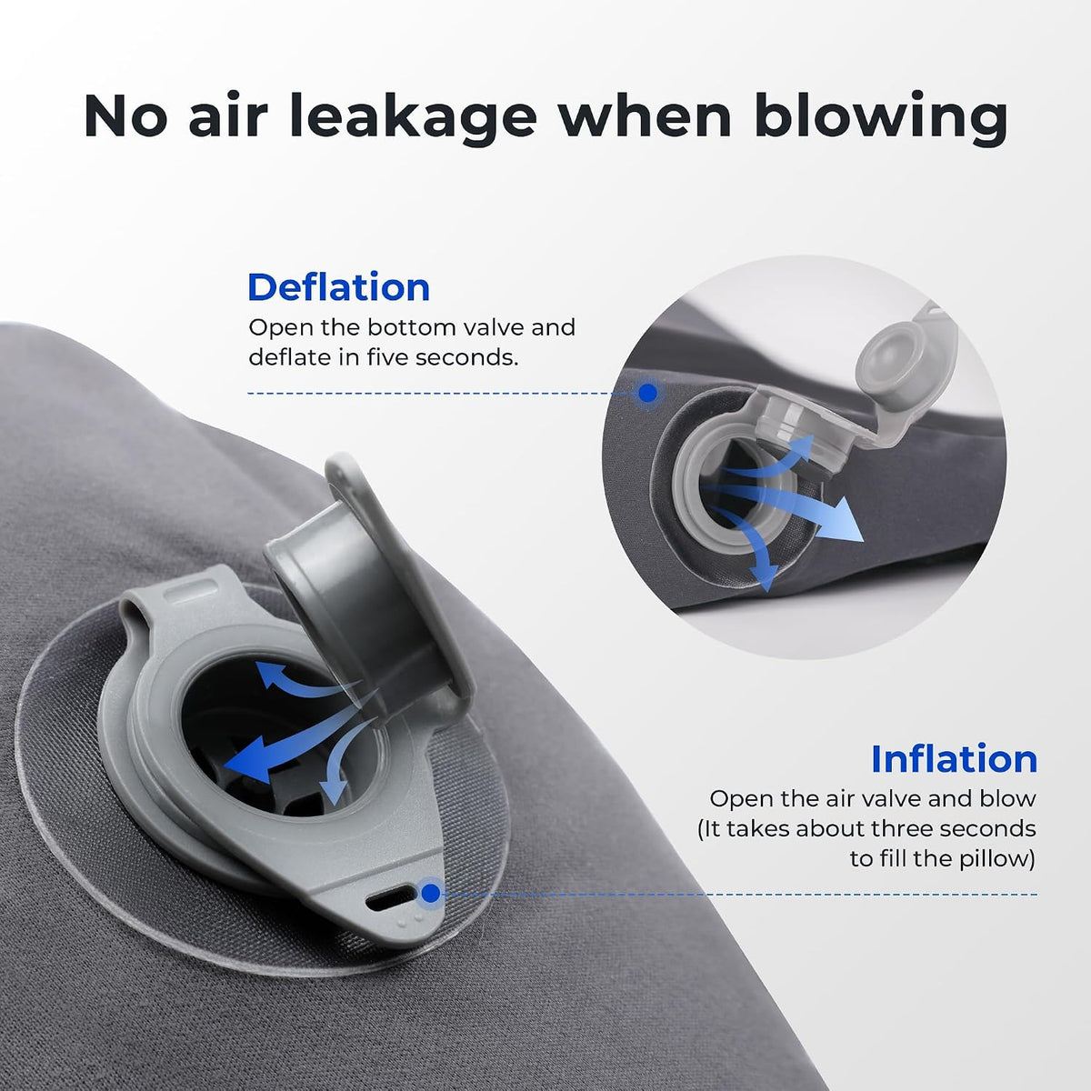 FLEXTAILGEAR Inflatable Camping Pillow, Ultralight Travel Pillows with Washable Cover, TPU Bladder for Camping, Hiking, Airplane, Road Trip, Office