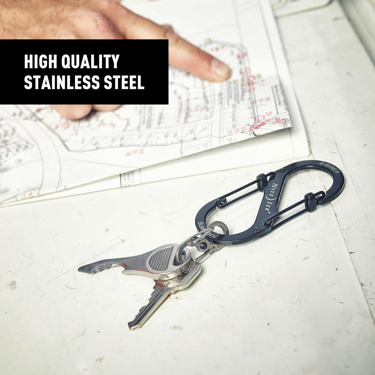 Nite Ize S-Biner SlideLock Stainless Steel - Double-Gated Accessory for Everyday Use - Lockable Dual Design - Independent Locking Mechanism - Securely Hold Keys & Gear