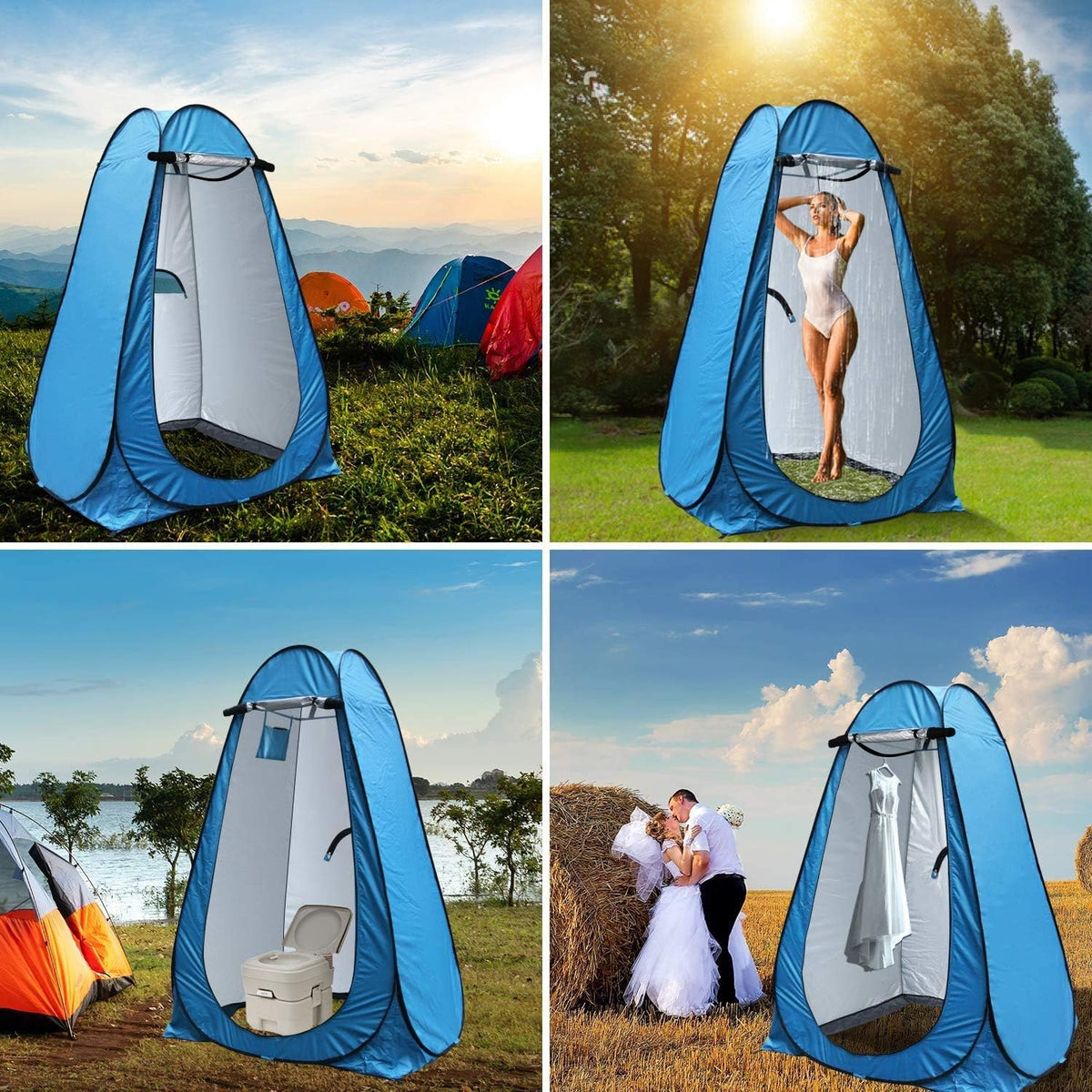 Anngrowy Pop Up Privacy Shower Tent - Portable Outdoor Camping Bathroom Toilet Changing Dressing Room - UPF40+ Waterproof