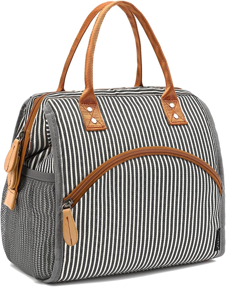 FlowFly Insulated Lunch Bag for Women, Men, Large and Reusable, Handle, Work and Travel Tote and Meal Prep Organizer, Dandelion