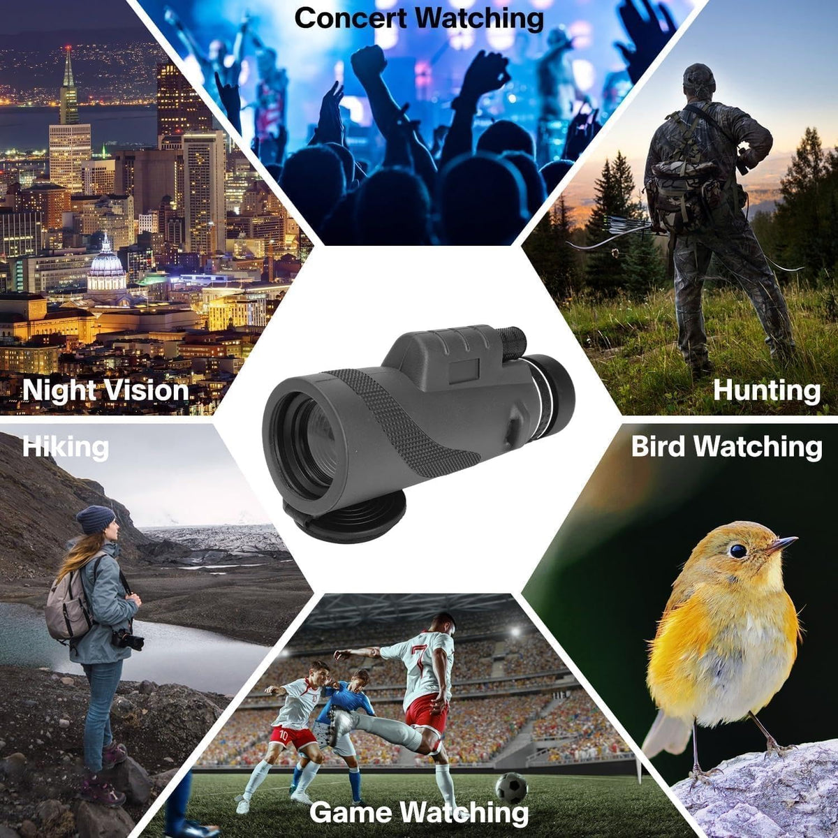 80X100 Monocular Telescope, High Power Monocular for Adults with Phone Adapter & Tripod & Hand Strap, Equipped with BAK4 Prism for Bird Watching (Black, 15.3x7cm)