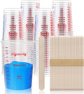100 Pack Plastic Mixing Cups, 20 oz Measuring Cups with 100 Mixing Sticks
