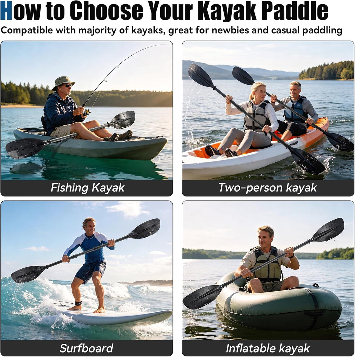 Kayak Paddle for Adults,60 to 90in Paddle Board Paddles Telescopic