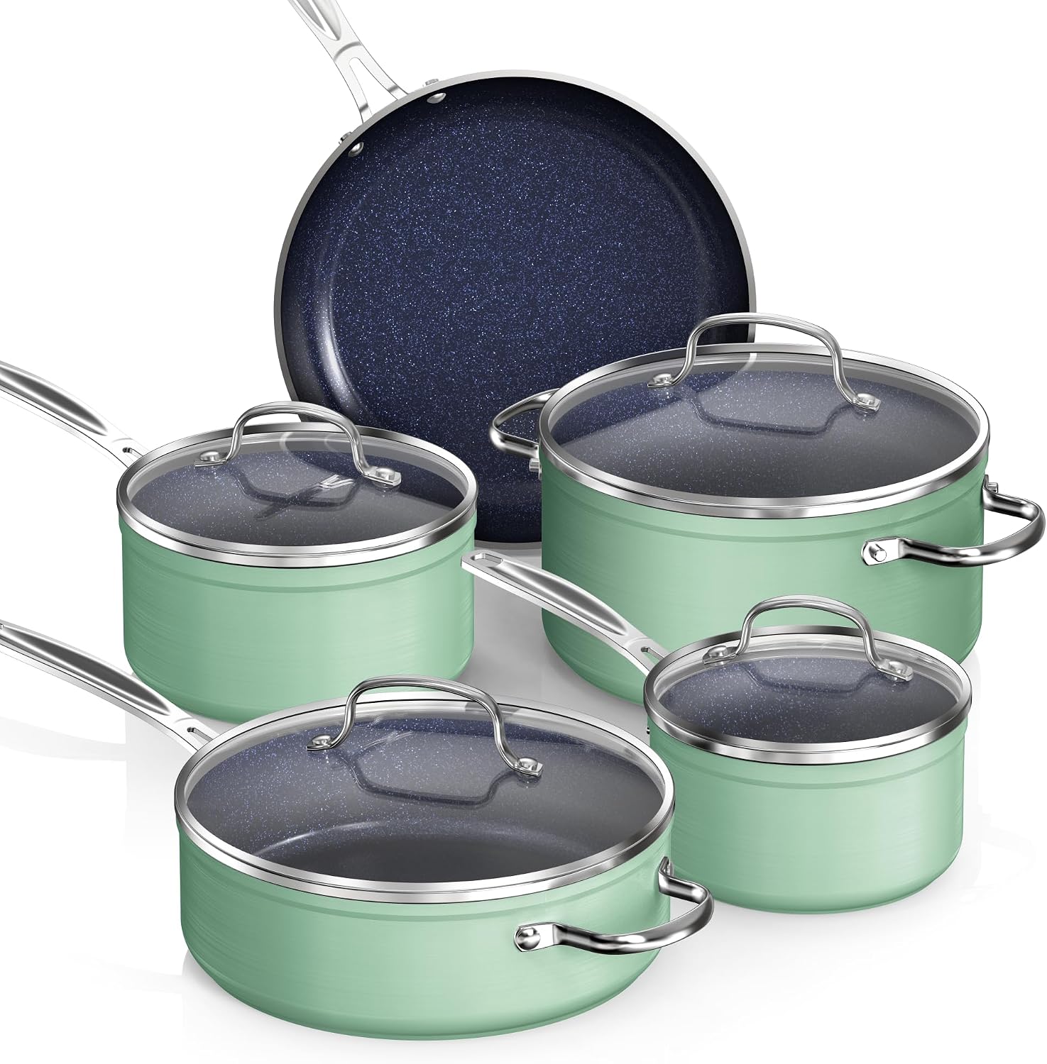 Nuwave Healthy Duralon Blue Ceramic Nonstick Coated 9pc Cookware Set