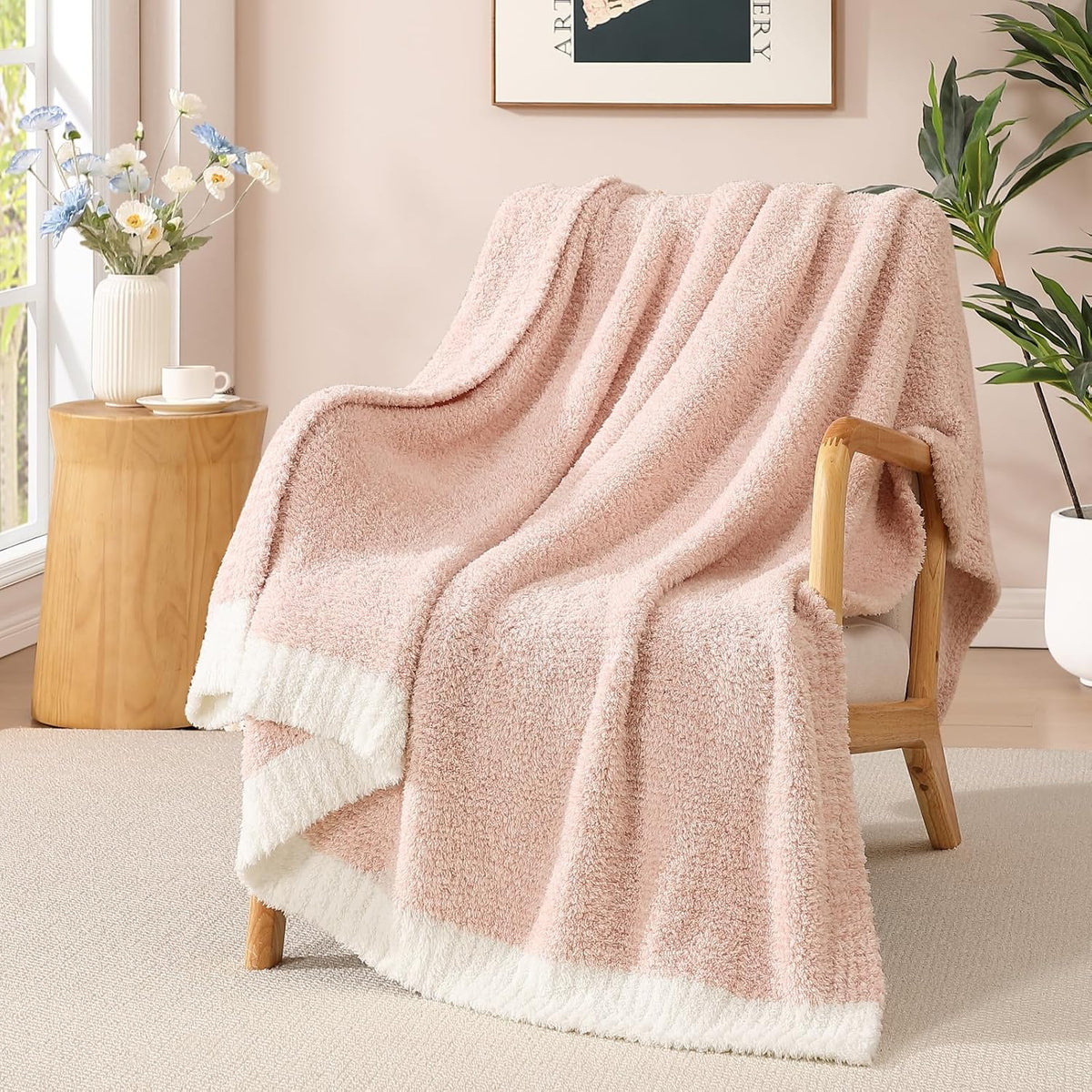 WRENSONGE Soft Throw Blanket for Couch-Cozy Reversible Knitted Blankets
