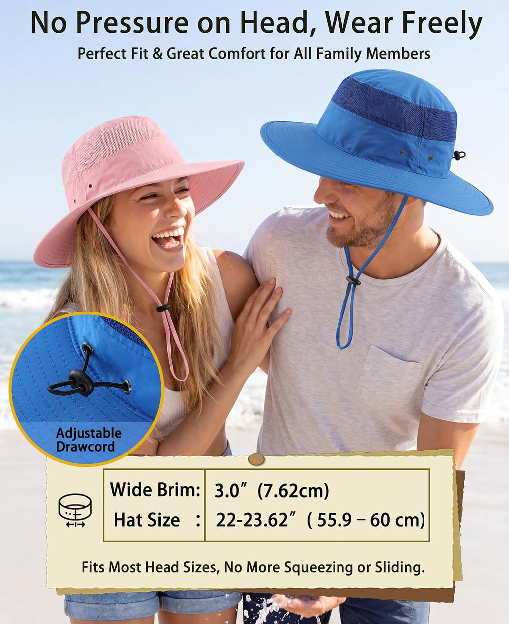 Home Prefer UPF 50+ Men's Sun Hat Wide Brim Bucket Hat UV Protection Hat for Mens Womens Beach Safari Gardening Golf Fishing