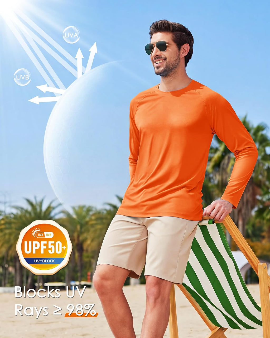Boladeci Men's UPF 50+ Sun Protection UV SPF Shirts Long Sleeve Lightweight Quick Dry Swim T-Shirts Rash Guard