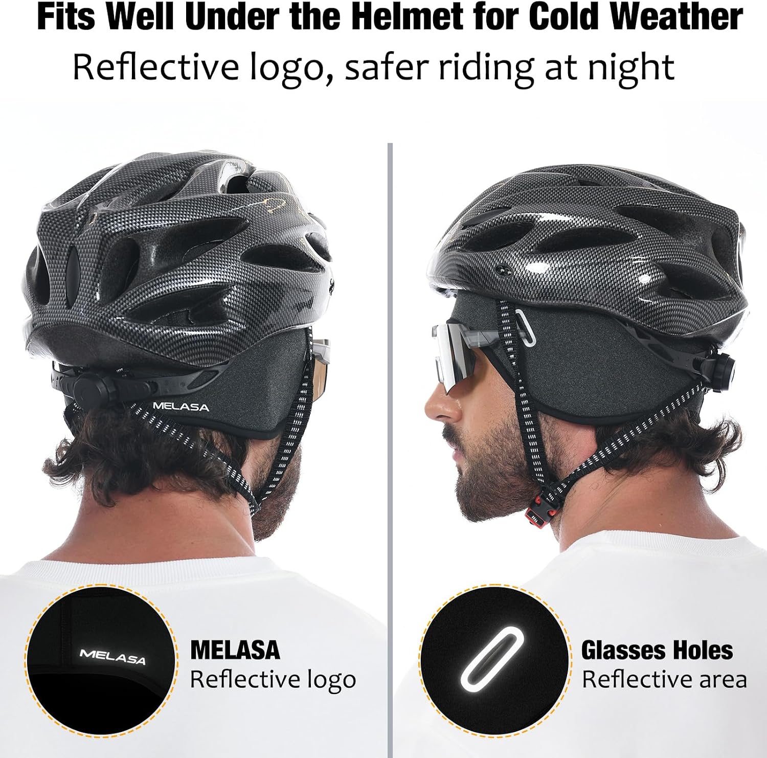 MELASA 2 Pack Winter Helmet Liner Skull Cap with Glasses Slots