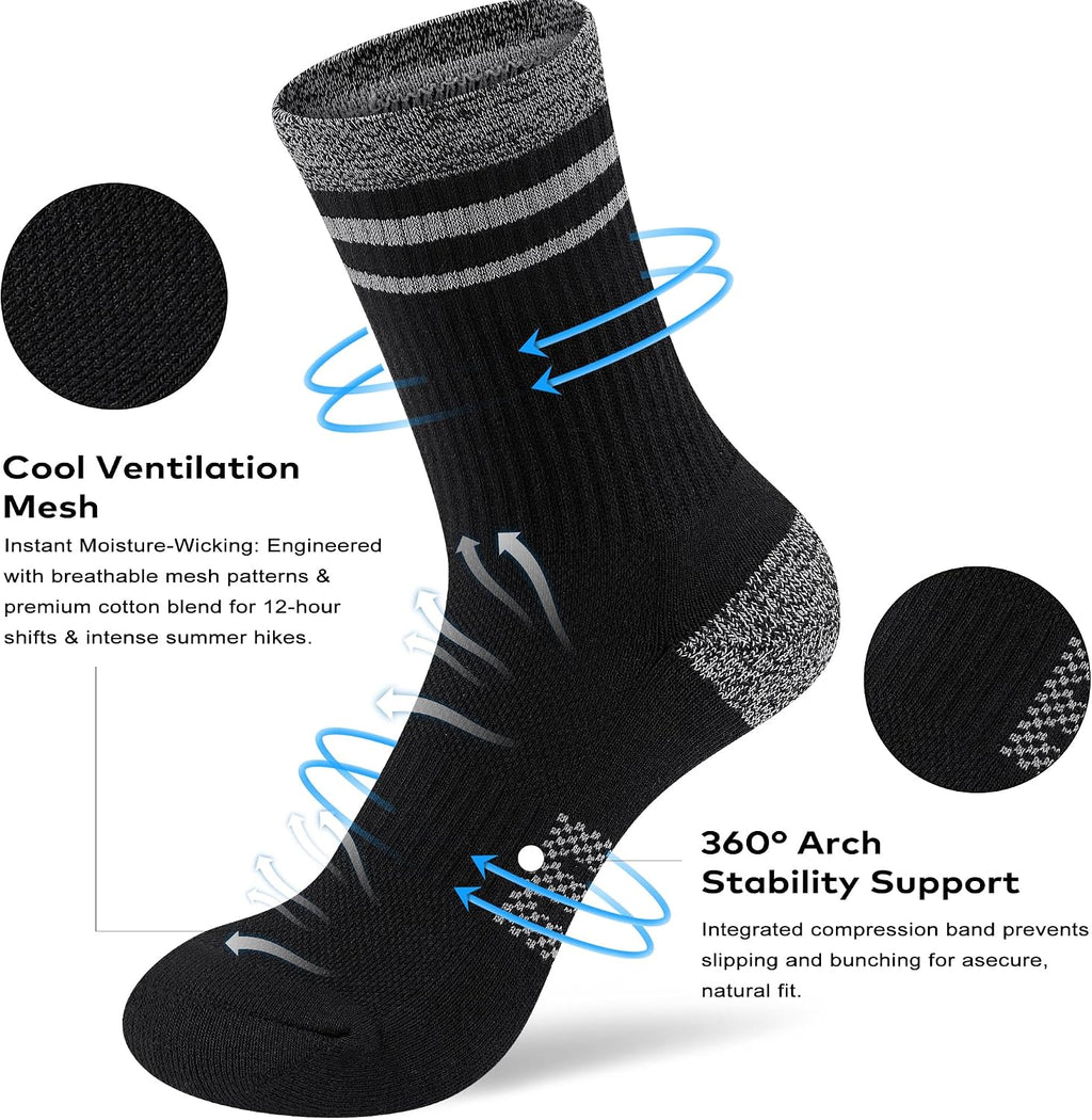 Gonii Women Athletic Cushioned Crew Socks 5 Pairs
