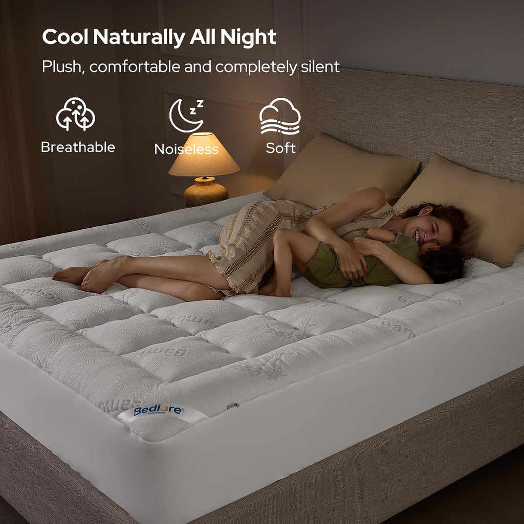 BEDLORE Queen Mattress Topper , Thick Pillow Top Mattress Pad