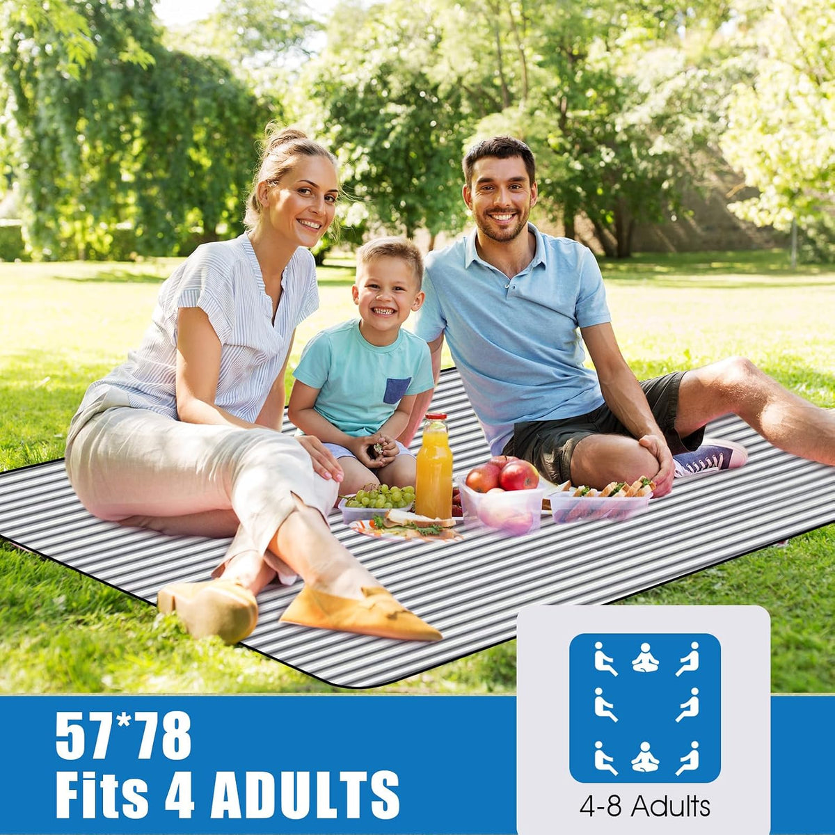 G GOOD GAIN Waterproof Picnic Blankets Outdoor Machine Washable, Berry Blue