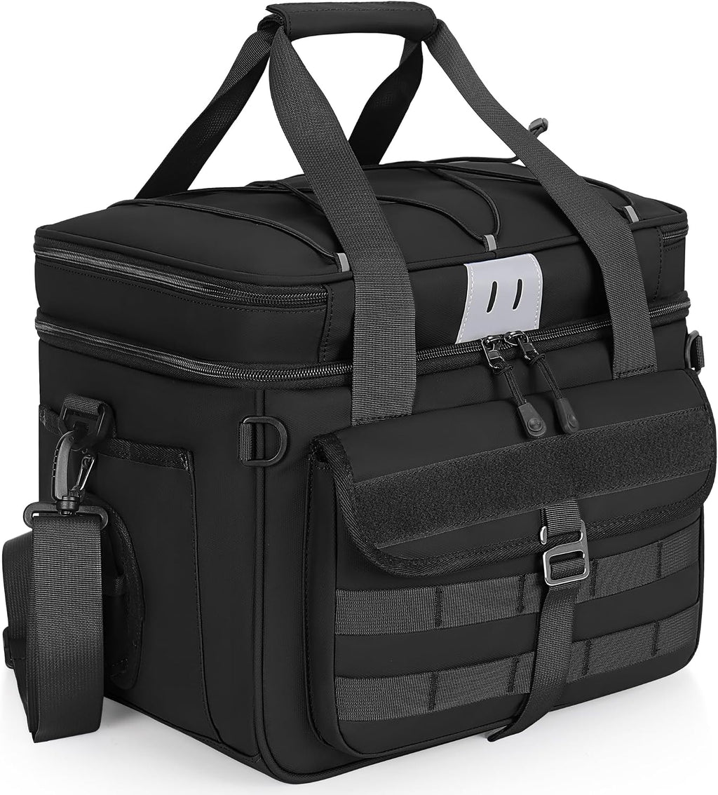 30L Large Fishing Tackle Bag, Waterproof, Double Deck, Black