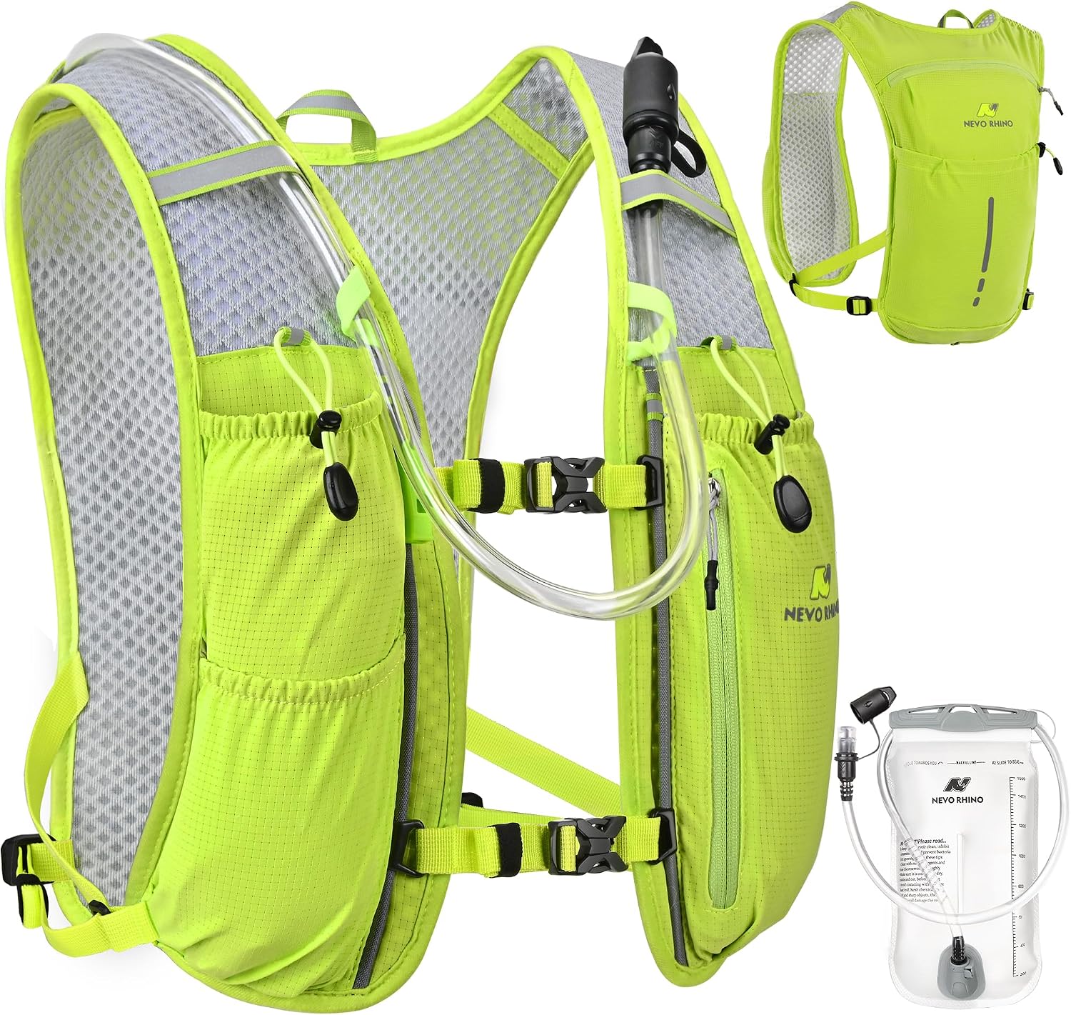 N NEVO RHINO Running Vest with 1.5L Water Bladder, Hydration Vest Pack