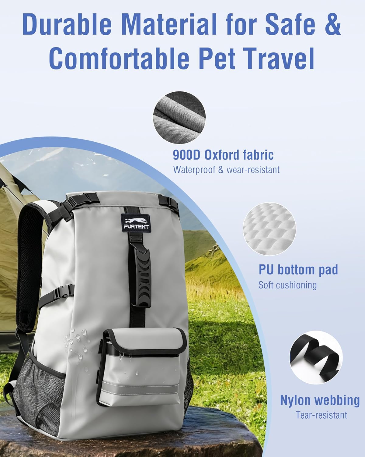 Dog Backpack Carrier for Small and Medium Dogs with Detachable Waist Bag（S）