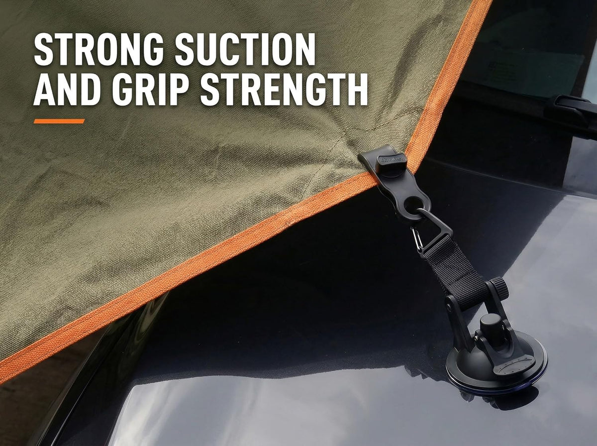 Heavy Duty Suction Cup Hooks with Tarp Clips for Car Awning, 8 pieces