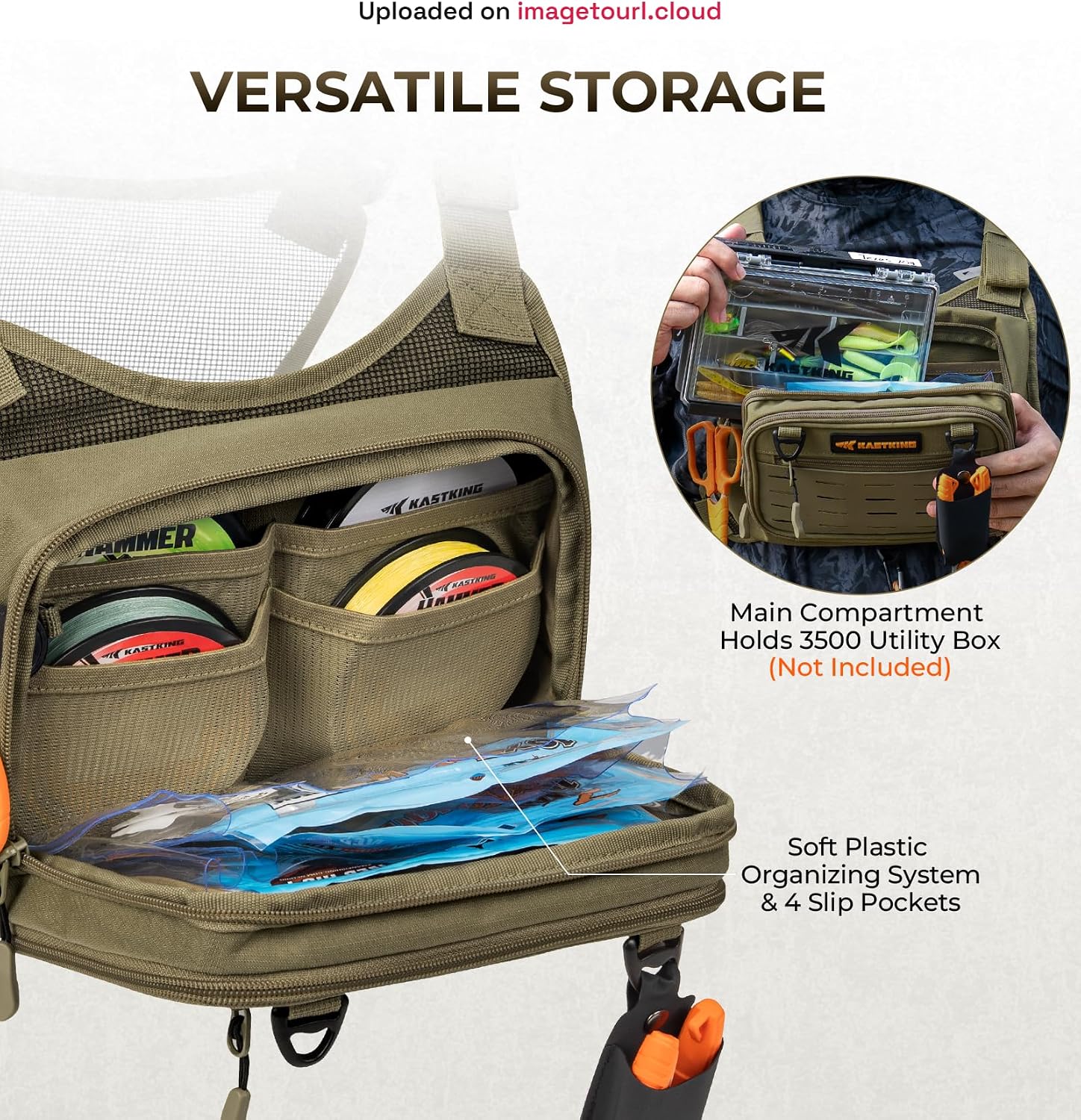 KastKing BaitBoss Water-Resistant Fishing Chest Pack; Fishing Bag for Men