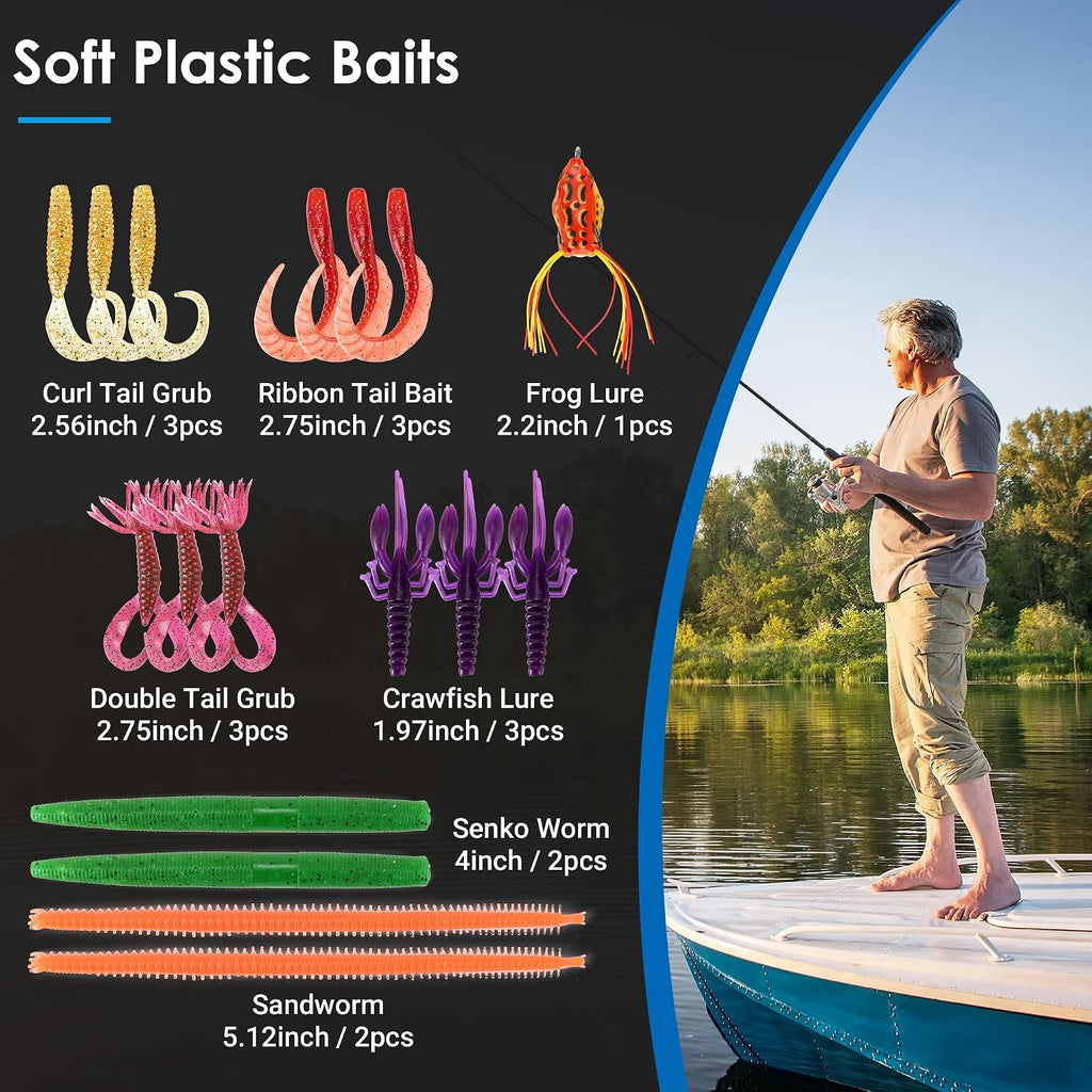 Fishing Lures Tackle Box Bass Kit,Saltwater & Freshwater Baits Set