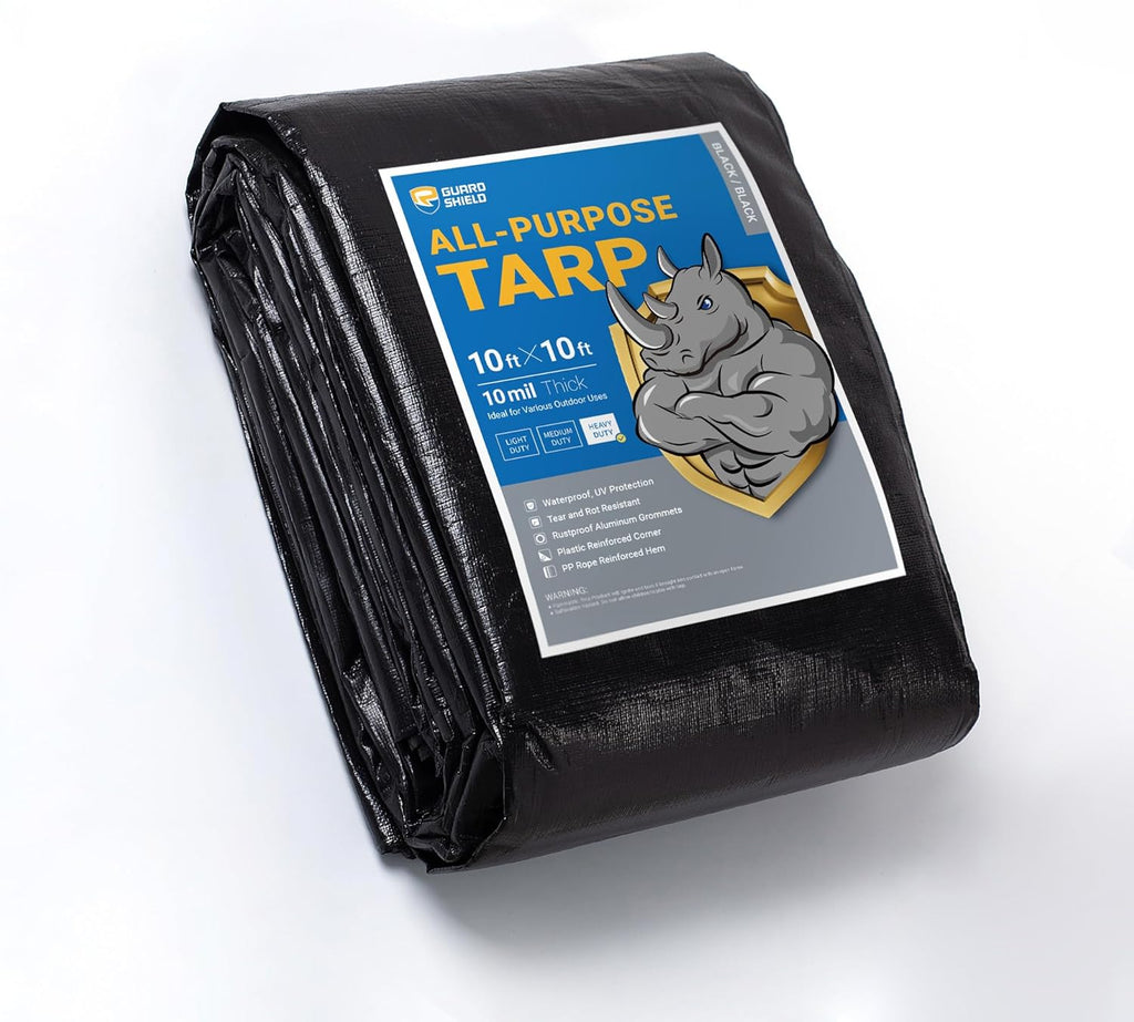 GUARD SHIELD Heavy Duty Tarp 20x40 Feet Silver/Black Multi Purpose Thick Waterproof Poly Tarp Cover 10mil
