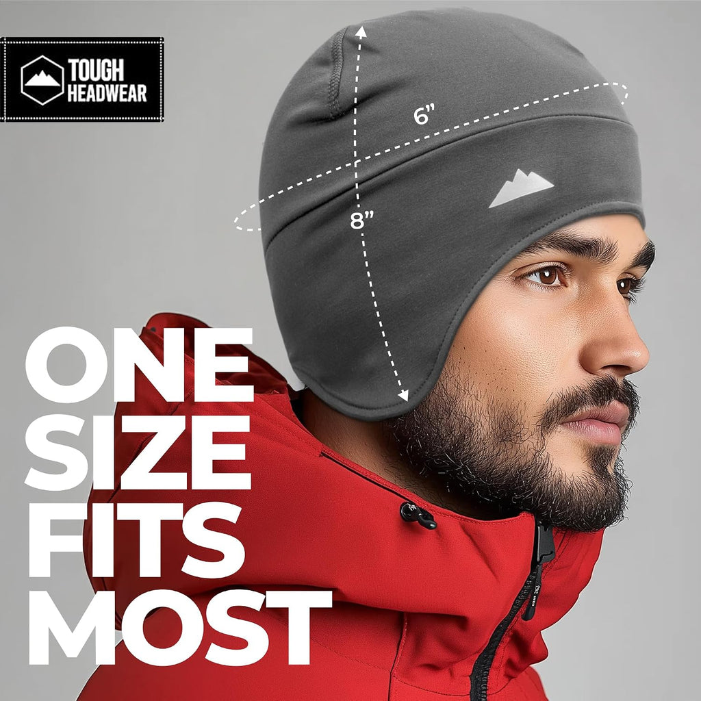 Tough Headwear Thermal Skull Cap - Moisture-Wicking Running Beanie - Snug Fit Ski Helmet Liner - Lightweight Cycling Cap